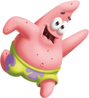 Happy Patrick Star Jumping PNG image