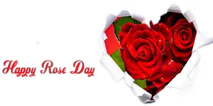 Happy Rose Day Heart Shaped Roses PNG
