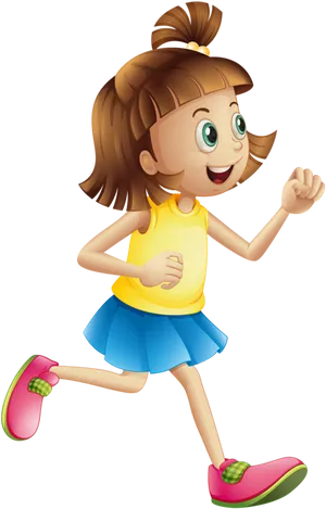 Happy Running Girl Cartoon