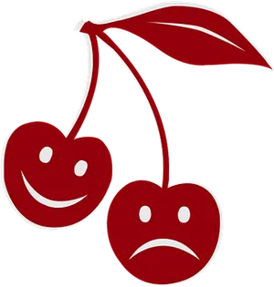 Happy Sad Cherries Illustration PNG image