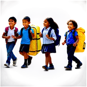 Happy School Children PNG Mci
