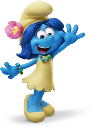 Happy Smurfette Greeting PNG