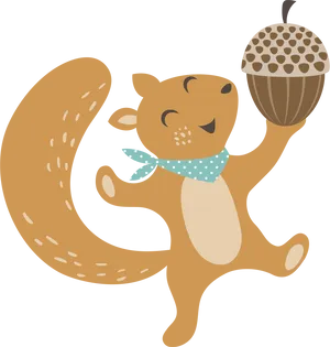 Happy Squirrel Holding Acorn
