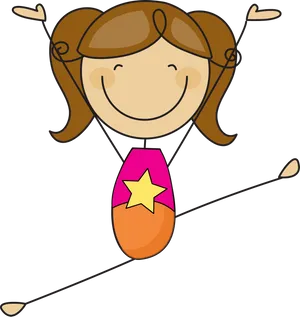 Happy Stick Figure Girlwith Star Balloon PNG image