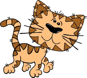 Happy Striped Cartoon Cat PNG image