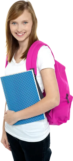 Happy Studentwith Backpackand Notebook PNG image