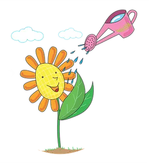 Happy Sunflower Being Watered PNG