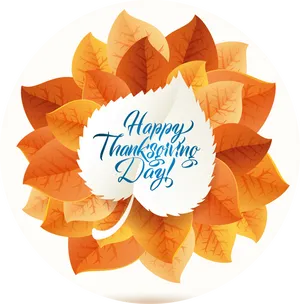 Happy Thanksgiving Day Autumn Leaves PNG image