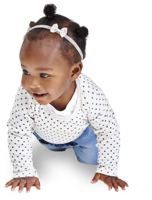 Happy Toddler Crawling White Background PNG