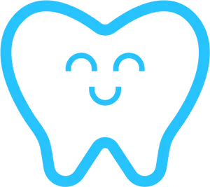 Happy Tooth Icon Blue Outline PNG image