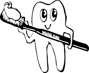 Happy Tooth With Toothbrush PNG