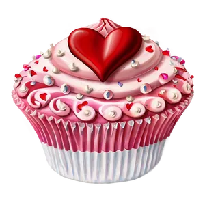 Happy Valentines Day Cupcake PNG 05232024