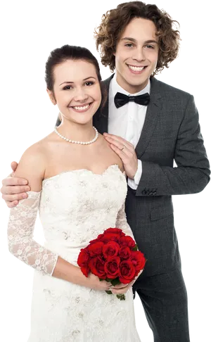 Happy Wedding Couple Portrait PNG image
