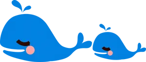 Happy Whaleand Calf Clipart PNG image