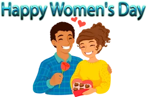 Happy Womens Day Celebration Couple PNG image