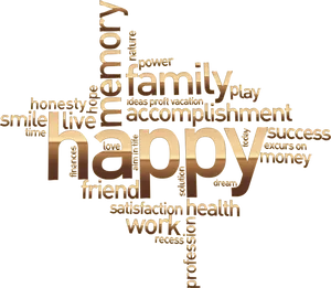 Happy Word Cloud Concept PNG
