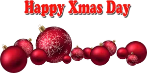 Happy Xmas Day Red Ornaments PNG image