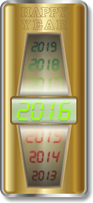 Happy Year Golden Countdown Timer PNG image