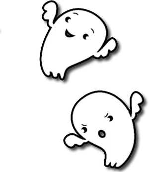 Happyand Sad Cartoon Ghosts PNG image