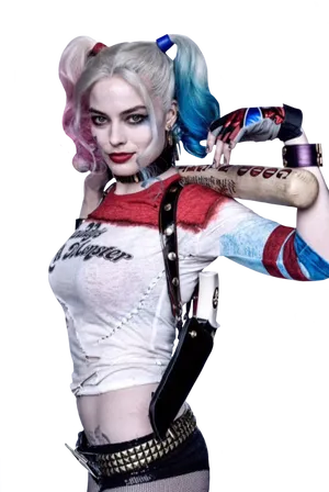 Harley Quinn Baseball Bat Pose PNG image