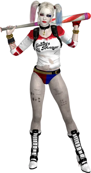 Harley Quinn Baseball Bat Pose PNG image
