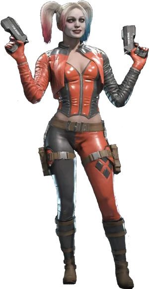 Harley Quinn Dual Pistols Pose PNG image