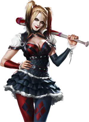 Harley Quinn With Bat PNG image