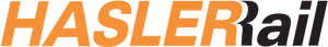 Hasler Rail Logo Orange Background PNG image
