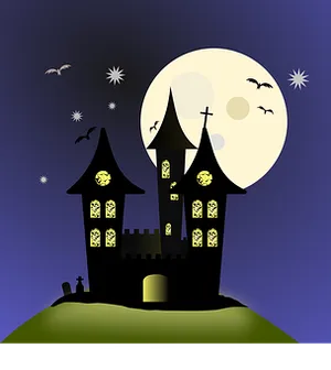 Haunted Castle Moonlit Night PNG image