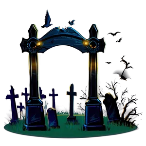 Haunted Graveyard Halloween Cartoon Png 4 PNG image