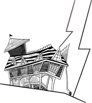 Haunted House Illustration Distorted Perspective PNG image