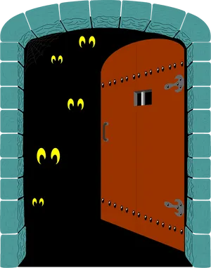 Haunted House Mysterious Doorand Eyes