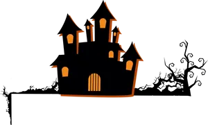 Haunted_ House_ Silhouette_ Halloween PNG image