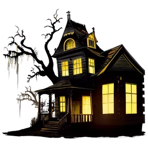 Haunted House Silhouette Photo PNG 05212024