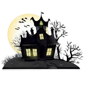Haunted House Silhouette PNG 84