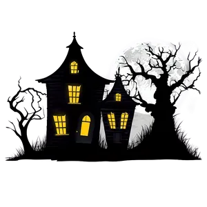 Haunted House Silhouette PNG Dki2