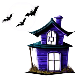 Haunted House With Bats PNG Ofk