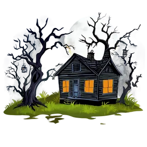 Haunted House With Dead Trees PNG 43 PNG