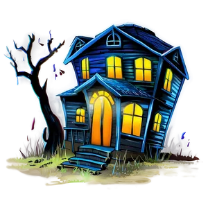 Haunted House With Dead Trees PNG Cdg PNG