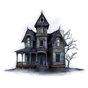 Haunted House With Fog PNG 05242024