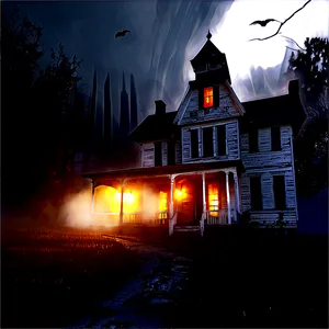 Haunted House With Fog PNG 86