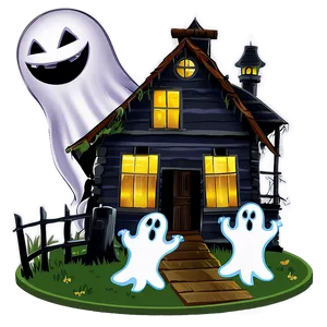 Haunted House With Ghosts PNG 05242024