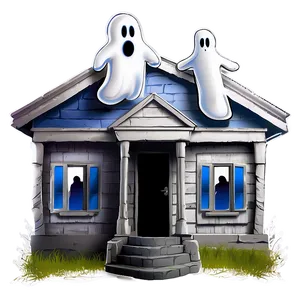 Haunted House With Ghosts PNG 05242024