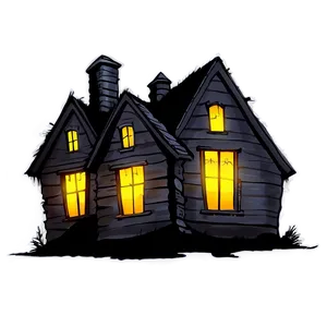 Haunted House With Glowing Windows PNG Ywy PNG