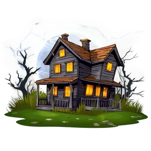 Haunted House With Lightning PNG 35