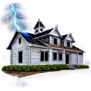 Haunted House With Lightning PNG Rvt77
