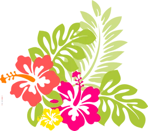 Hawaiian_ Floral_ Arrangement_ Vector PNG image