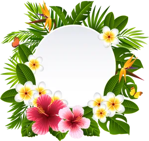 Hawaiian_ Floral_ Frame_ Vector PNG image