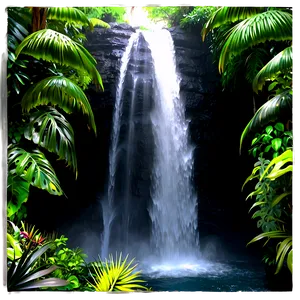 Hawaiian Islands Majestic Waterfalls PNG Uhw73
