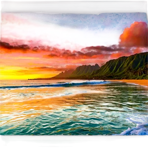 Hawaiian Islands Sunset Surfing Session PNG Jna89 PNG